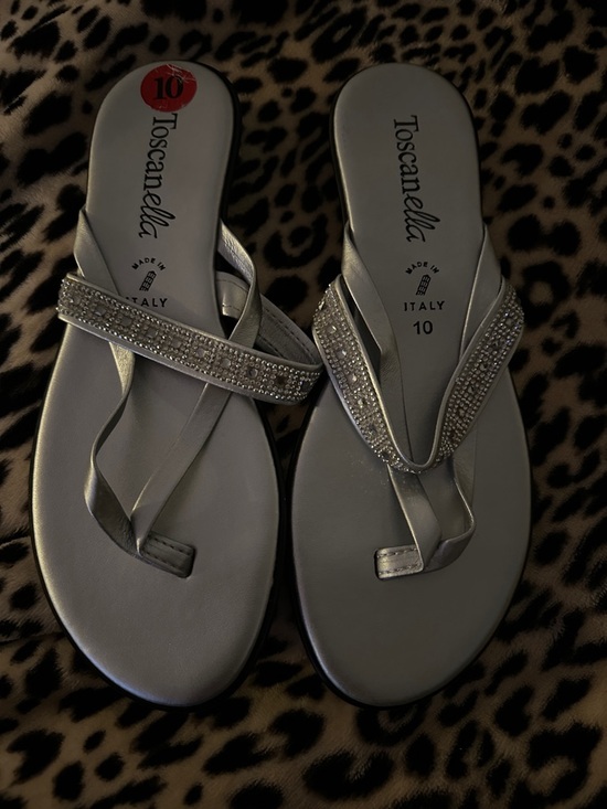Toscanella Shoes - Silver Beaded Thong Sandals Toscanella Italy 10